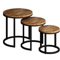 Table d'appoint 'Plano' Bois de Manguier (Set de 3)