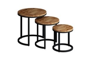 Table d'appoint 'Plano' Bois de Manguier (Set de 3)