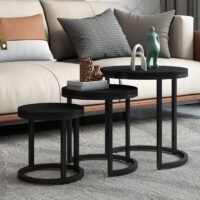 Table d'appoint 'Plano' Bois de Manguier noir (Set de 3)