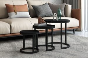 Table d'appoint 'Plano' Bois de Manguier noir (Set de 3)