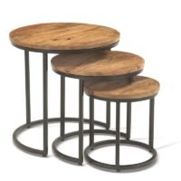 Table d'appoint 'Plano' Bois de Manguier (Set de 3)