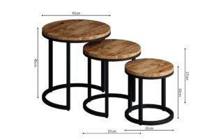 Table d'appoint 'Plano' Bois de Manguier (Set de 3)