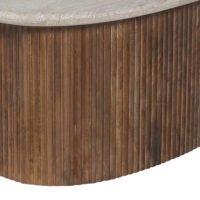 Table basse 'Louis' Bois de manguier avec Travertin Beige (90cm)