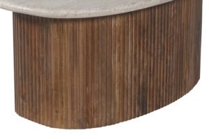 Table basse 'Louis' Bois de manguier avec Travertin Beige (90cm)