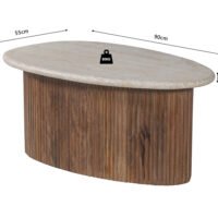Table basse 'Louis' Bois de manguier avec Travertin Beige (90cm)