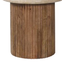 Table d'appoint 'Louis' Bois de manguier avec Travertin Beige (50cm)