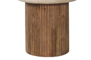 Table d'appoint 'Louis' Bois de manguier avec Travertin Beige (50cm)
