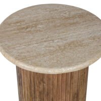 Table d'appoint 'Louis' Bois de manguier avec Travertin Beige (50cm)