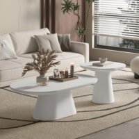 NEW - Table basse 'Tavira' Ovale Ciment Ecru (55cm)