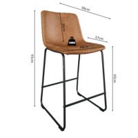 Chaise de comptoir 'Mancia' Cognac
