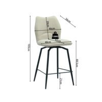 Chaise de comptoir 'Lara' Ecru